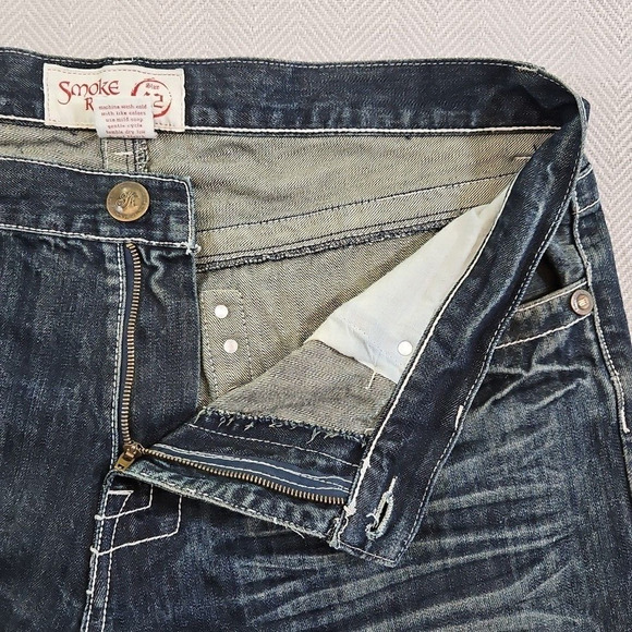 Smoke Rise Jeans Men's 42 x 32 Wide Straight Leg Contrast Thread Embellished Y2K - Picture 14 of 16